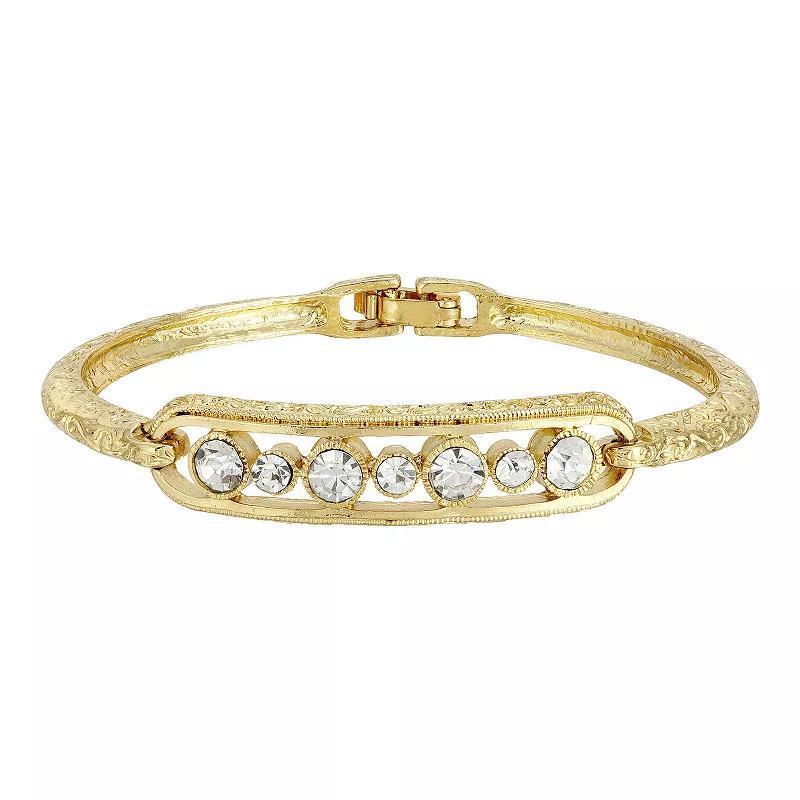 1928 Crystal Thin Bangle Bracelet, Womens, Gold White Product Image