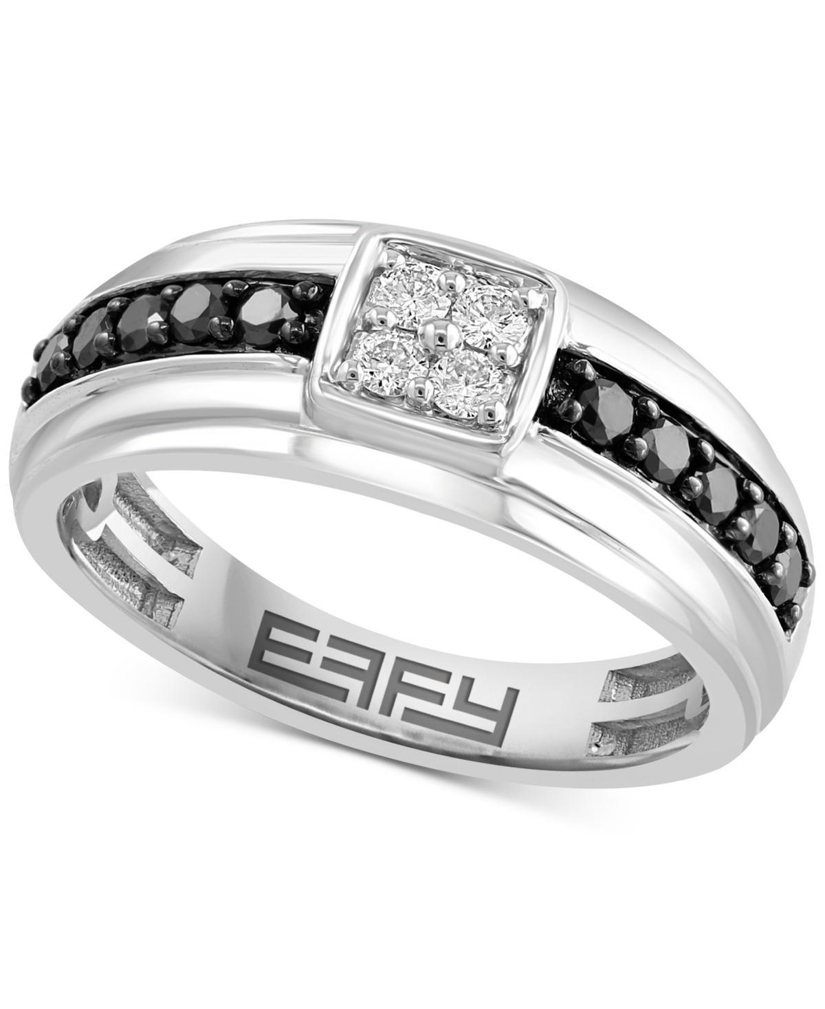 Effy Mens White Diamond (1/6 ct. t.w.) & Black Diamond (1/3 ct. t.w.) Ring in 14k White Gold Product Image