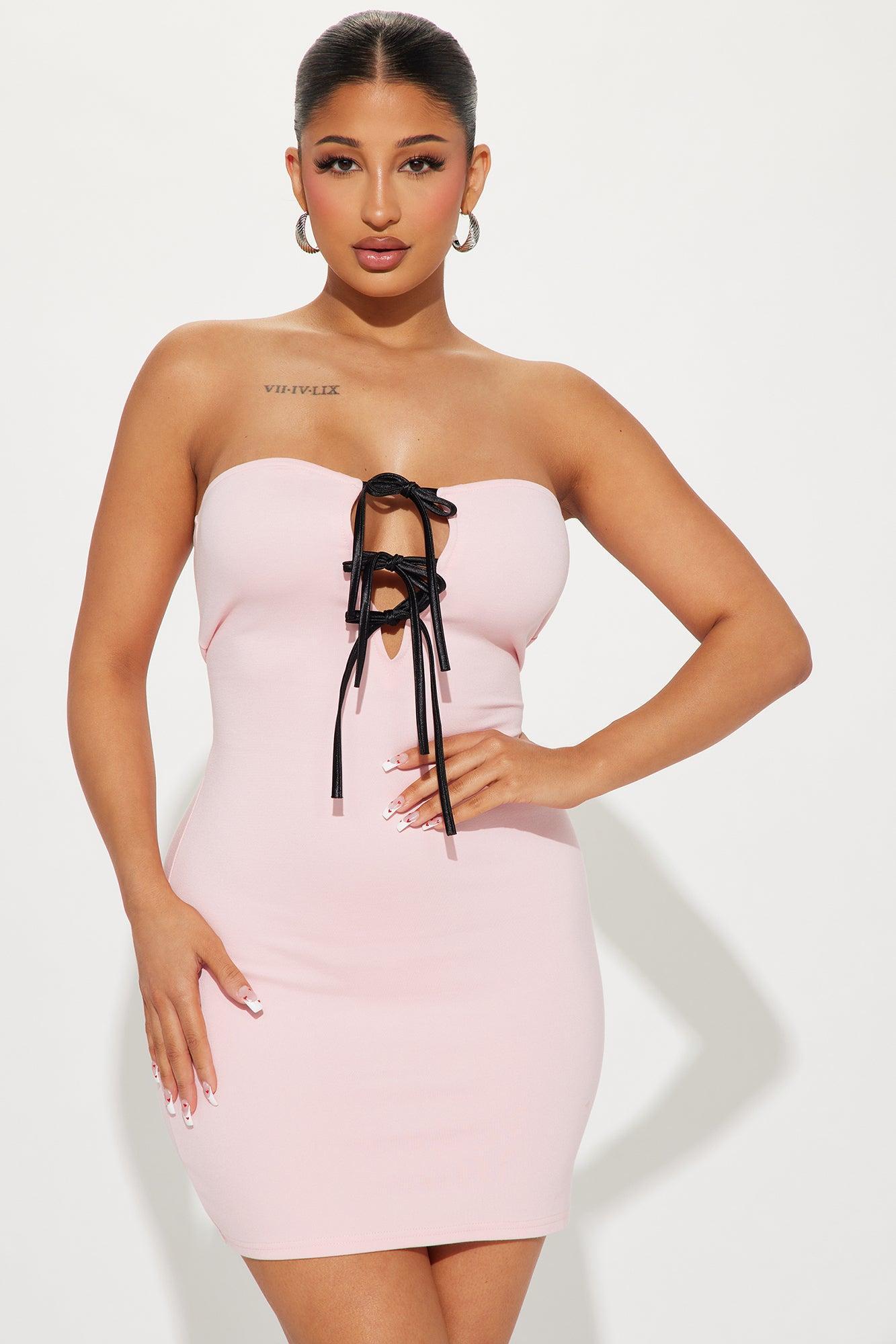 Brielle Bow Mini Dress - Pink Product Image