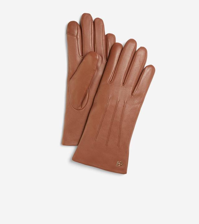 Cole Haan Womens 3 Pt Leather Tech Tip Glove - Brown Size Medium Product Image