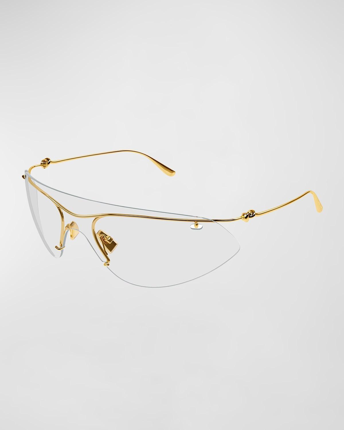 Clear Rimless Metal Wrap Sunglasses Product Image