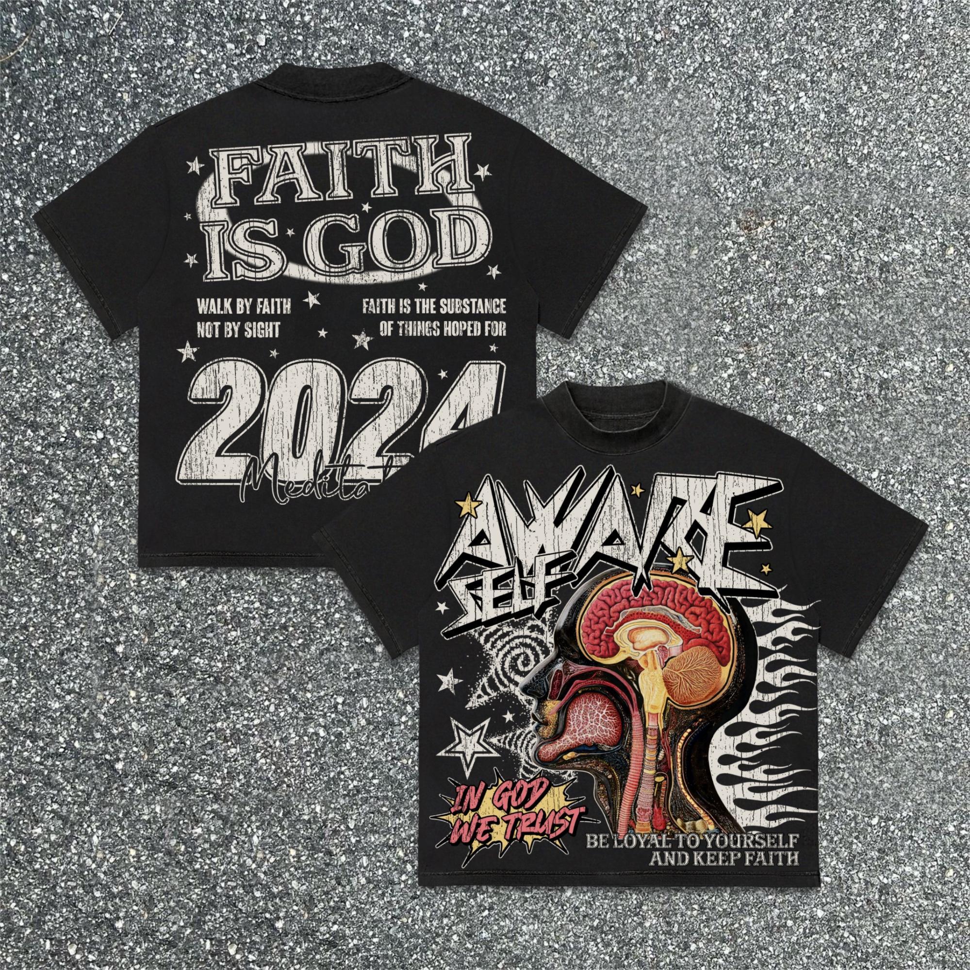 Hellstar Faith In The Heart Self-Aware Flame Mind Old Graphics Cotton T-Shirt Product Image