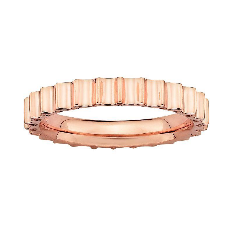 Stacks & Stones 18k Rose Gold Over Silver Beveled Stack Ring, Womens Pink Product Image