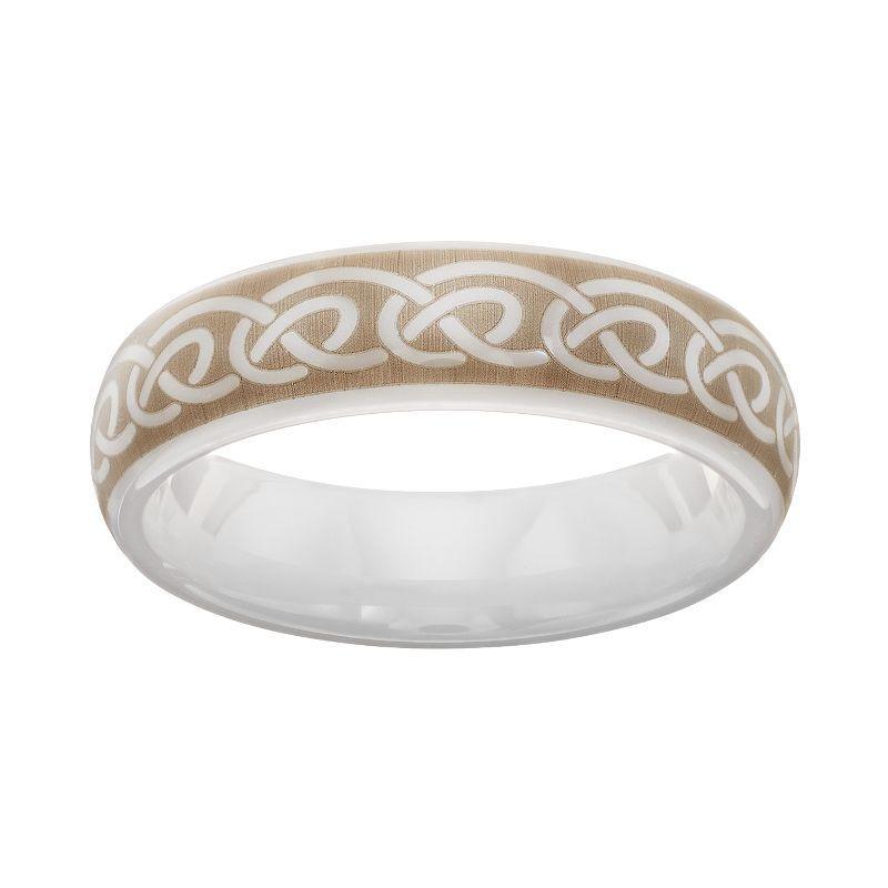 White Ceramic Infinity Band - Men, Mens Product Image