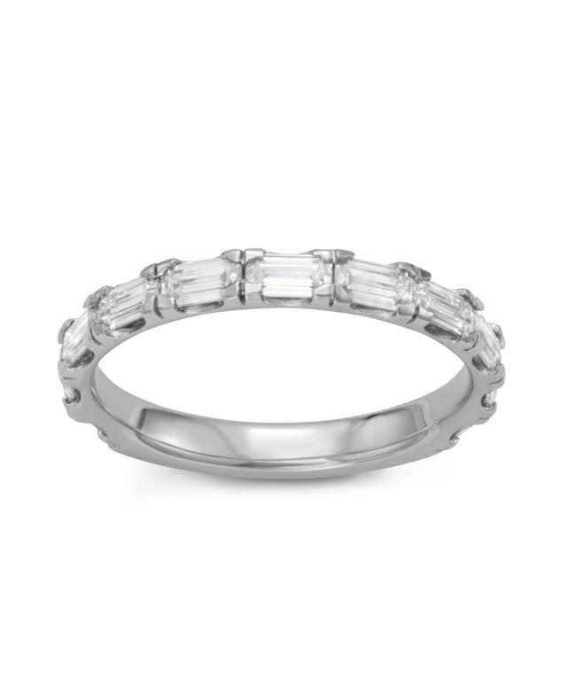 Moissanite Outlet Sterling Silver 1 1/10 Carat T.W. Emerald Cut Lab-Created Moissanite Anniversary Band, Womens Product Image