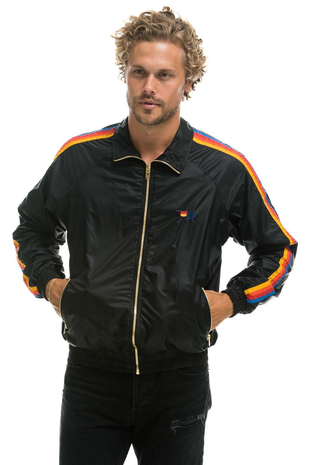 MEN'S 4 STRIPE WINDBREAKER - BLACK Male Product Image