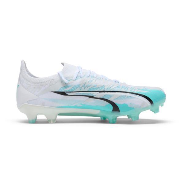 PUMA ULTRA ULTIMATE RUSH Firm Ground/Artificial Ground Women's Soccer Cleats Shoes in White/Elektro Aqua/Black Product Image