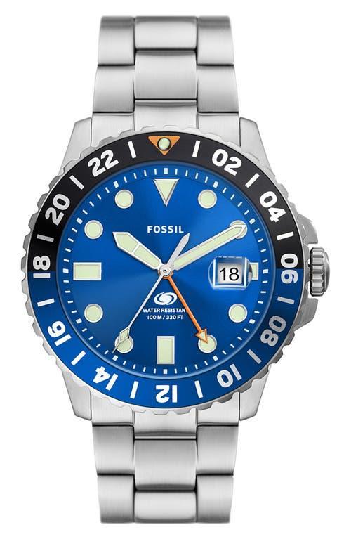 Fossil Mens Fossil Blue Gmt Stainless Steel Watch, 46mm Product Image