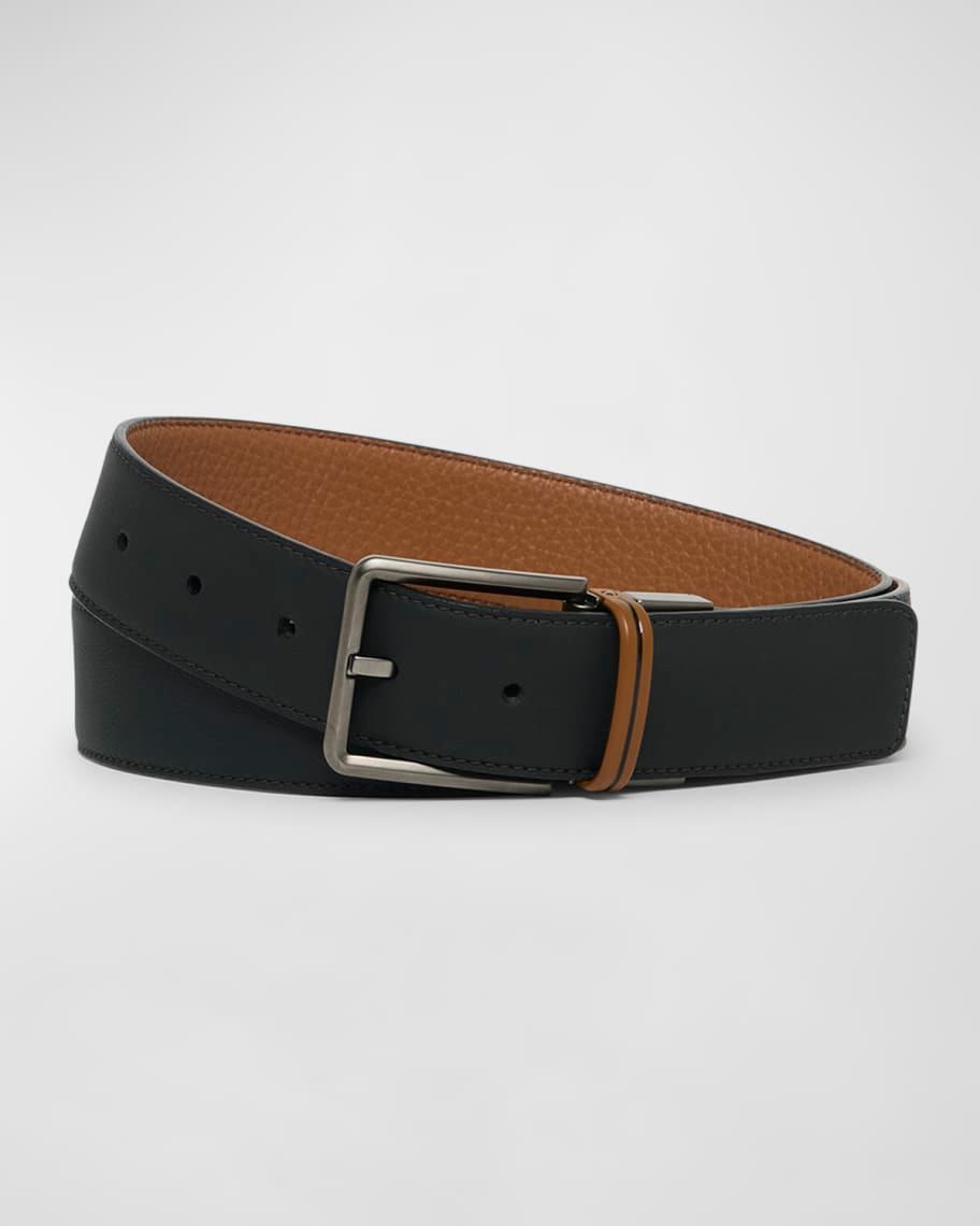 Mens Signifier Stripe Reversible Leather Belt Product Image