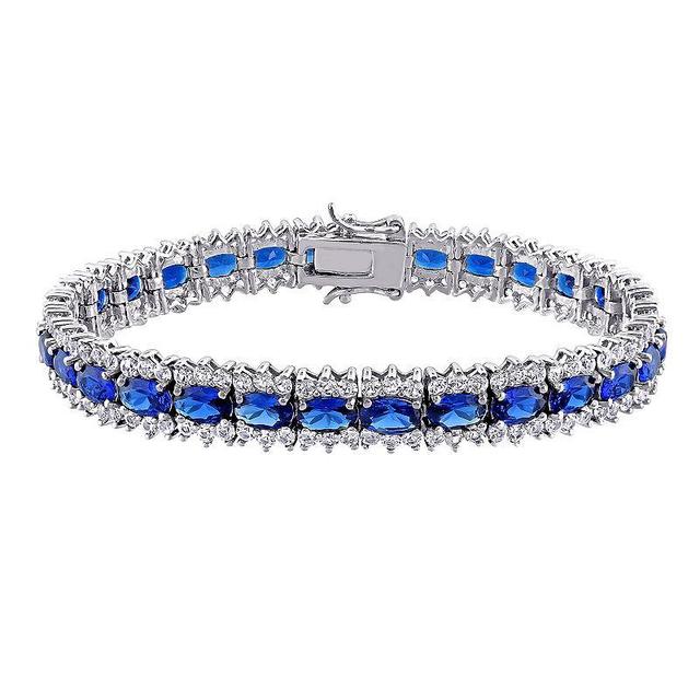 Stella Grace Sterling Silver Lab-Created Blue & White Sapphire Bracelet, Womens Product Image