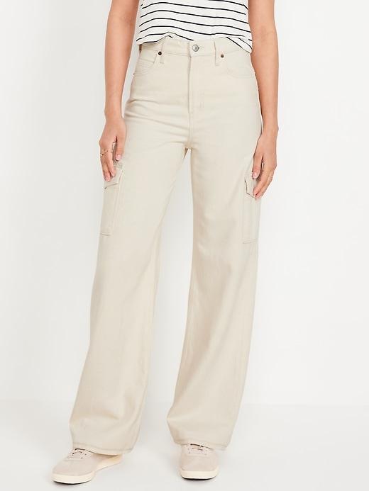 Extra High-Waisted Sky-Hi Wide-Leg Cargo Jeans Product Image