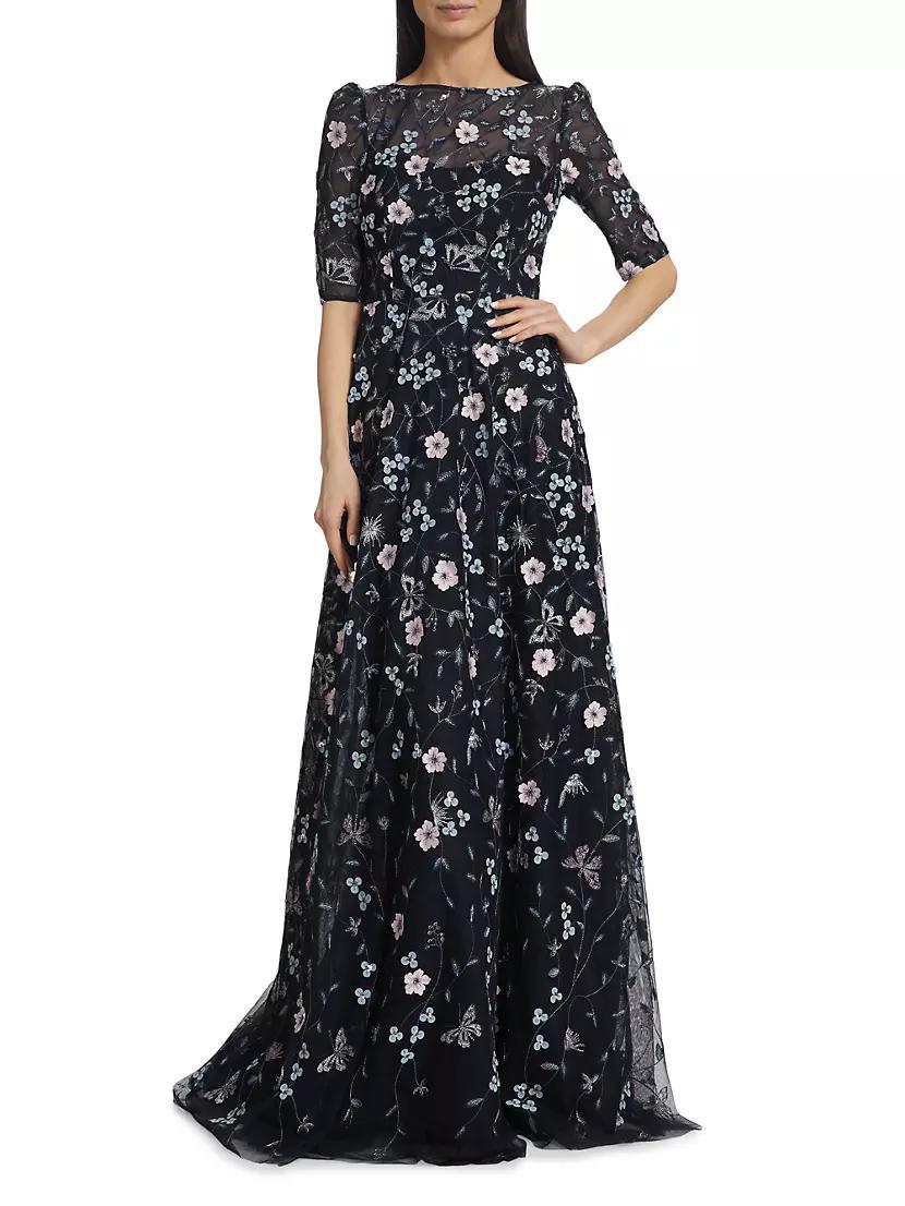 Floral Embroidered Gown Product Image