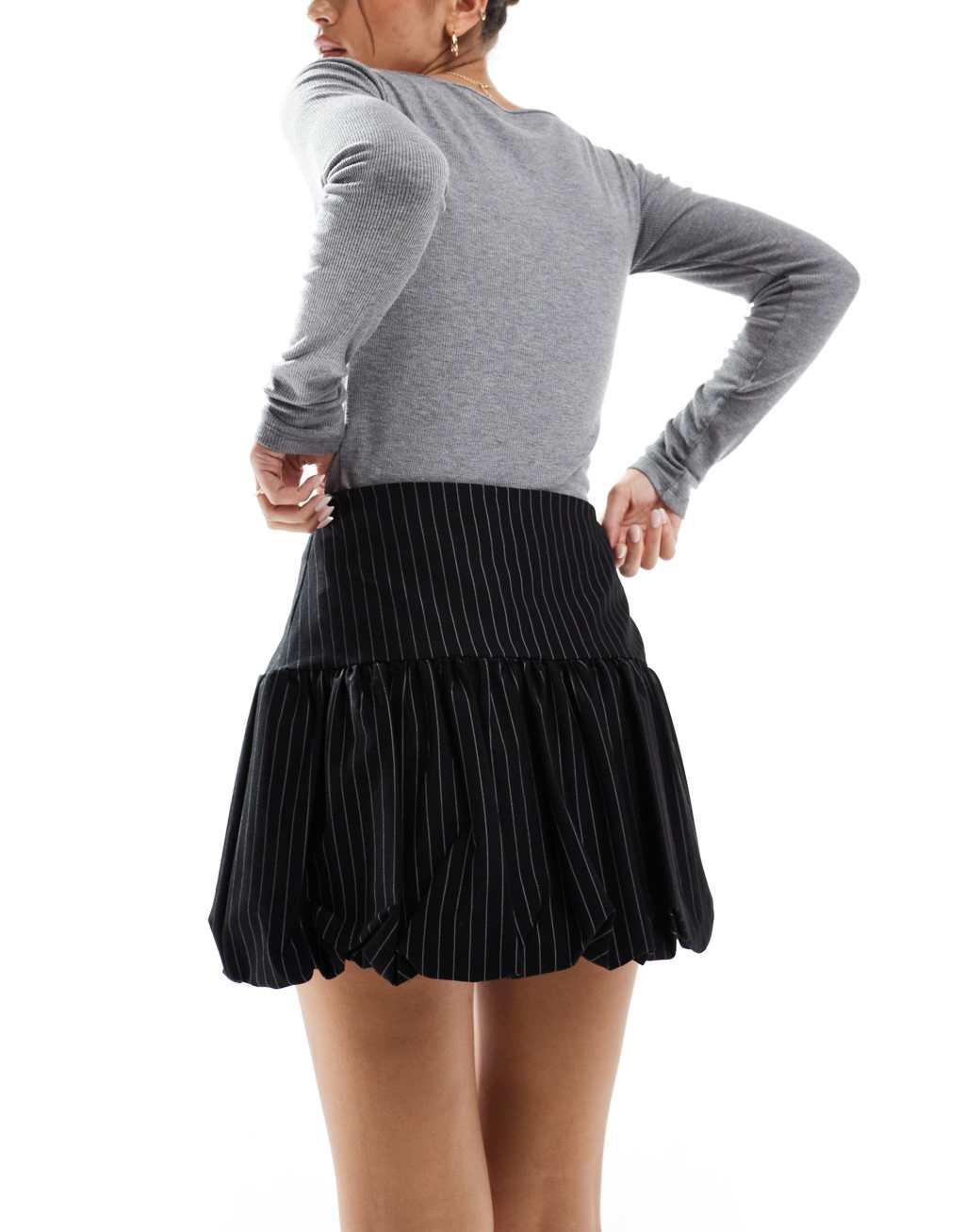 ASOS DESIGN bubble hem mini skirt in pinstripe Product Image