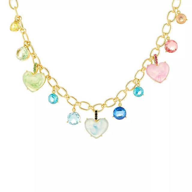 Emberly Gold Tone Multi Color Heart & Round Charms Necklace, Womens Product Image