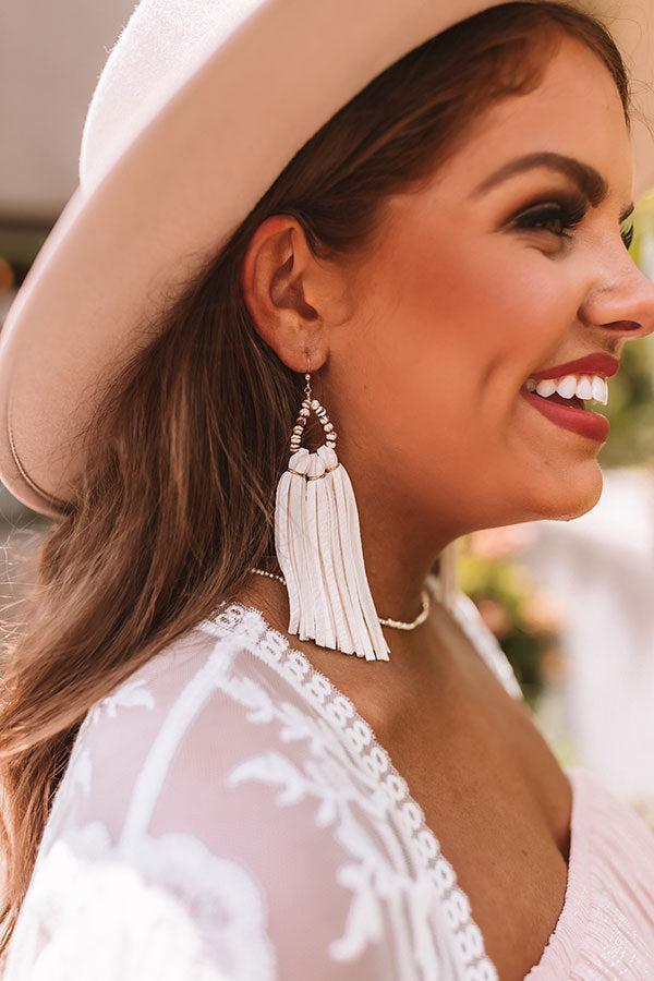 The Aurora Tassel Earrings in White Product Image