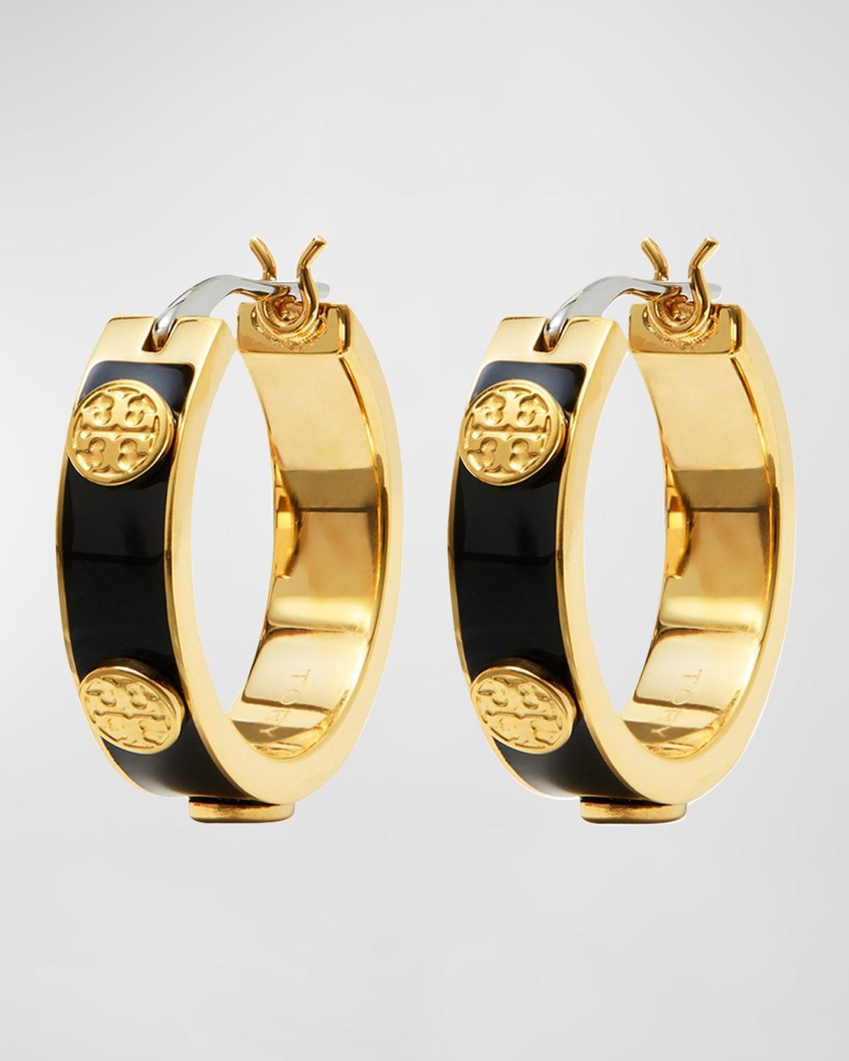 Womens Miller Goldtone & Enamel Logo Hoop Earrings Product Image