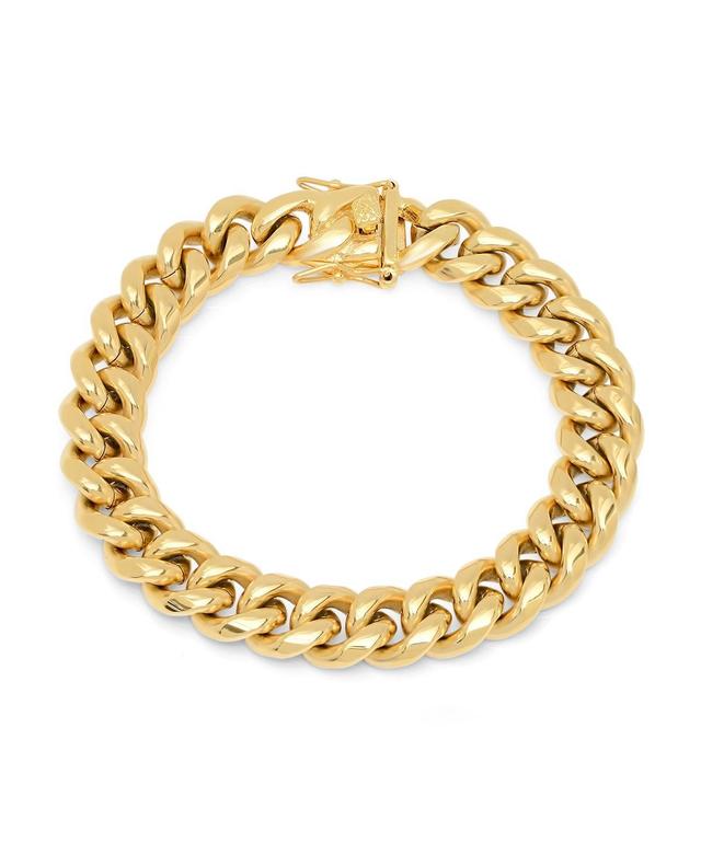 Steeltime Mens 18k gold Plated Stainless Steel Miami Cuban Chain Link Style Bracelet with 12mm Box Clasp Bracelet Product Image