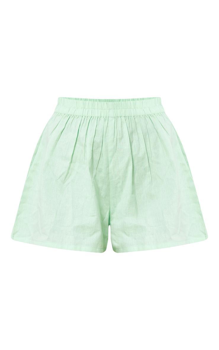 Pastel Green Linen Feel Basic Boxy Shorts Product Image