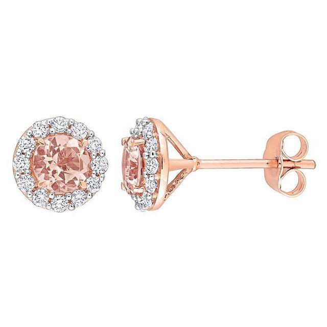 Stella Grace 10K Rose Gold Morganite & 3/8 Carat T.W. Diamond Stud Earrings, Womens, 10k Rsgold Product Image