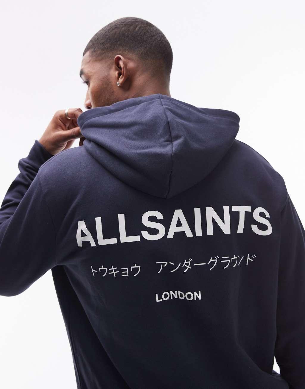 AllSaints Undergroud Oth hoodie in navy Product Image