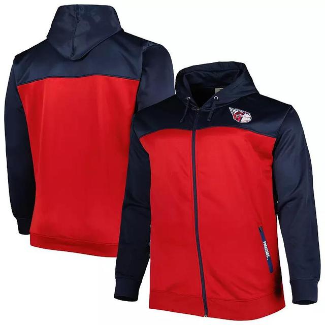 Mens Navy/Red Cleveland Guardians Big & Tall Yoke Full-Zip Hoodie Grd Blue Product Image