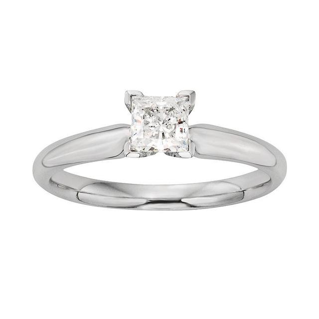 The Regal Collection Princess-Cut IGL Certified Colorless Diamond Solitaire Engagement Ring in 18k White Gold (1/2 ct. T.W.), Womens Product Image