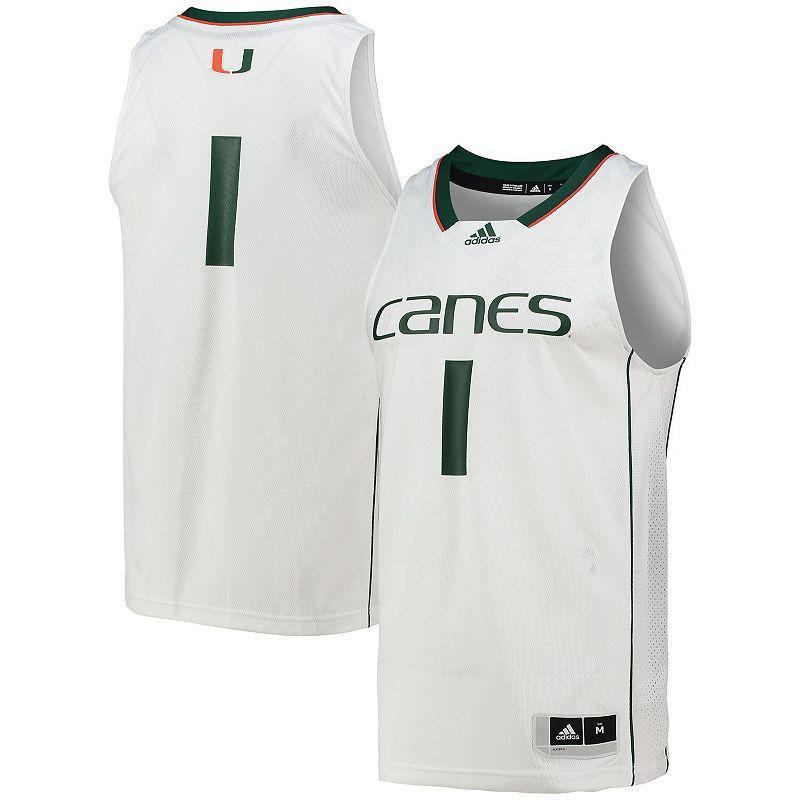 Mens adidas #1 Miami Hurricanes Swingman Basketball Jersey Product Image