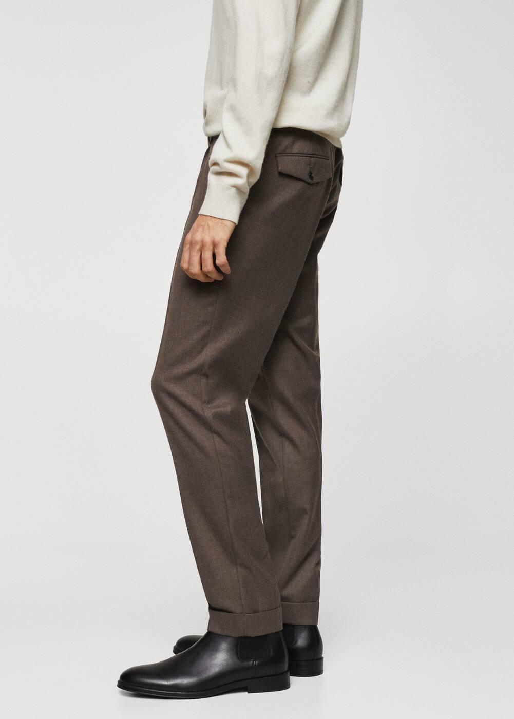 MANGO MAN - Pleat detail wool pants medium brownMen Product Image