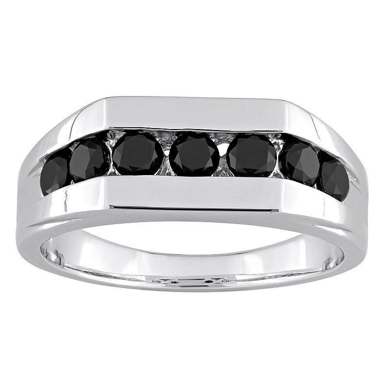 Stella Grace Mens Sterling Silver Black Diamond Accent Channel Set Ring Product Image