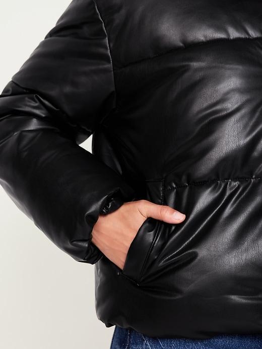 Faux-Leather Puffer Jacket Product Image