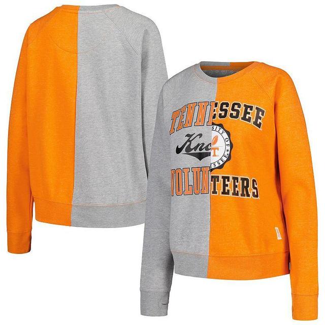 Womens Pressbox Heather Gray Tennessee Volunteers Half and Half Raglan Pullover Sweatshirt Product Image