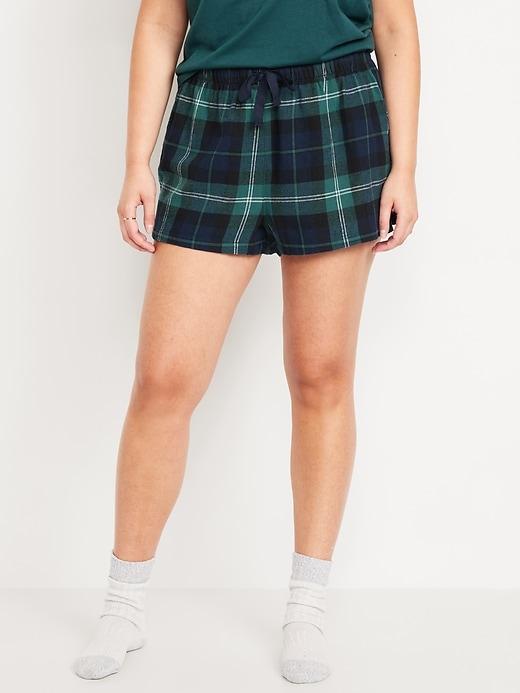 Mid-Rise Flannel Pajama Short for Women Product Image