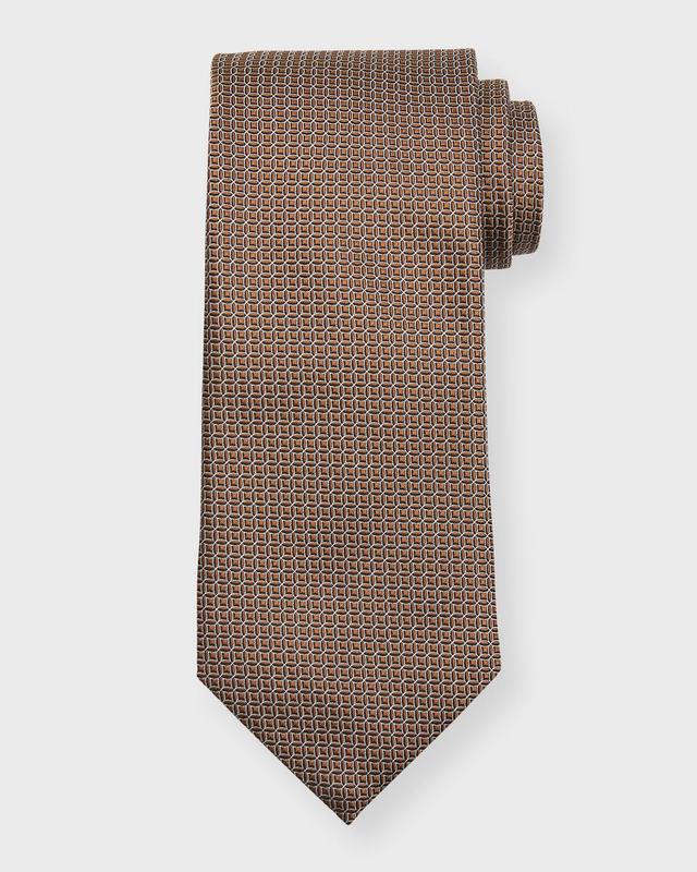 ZEGNA Men's Geometric Silk Tie - MD BRW FAN Product Image