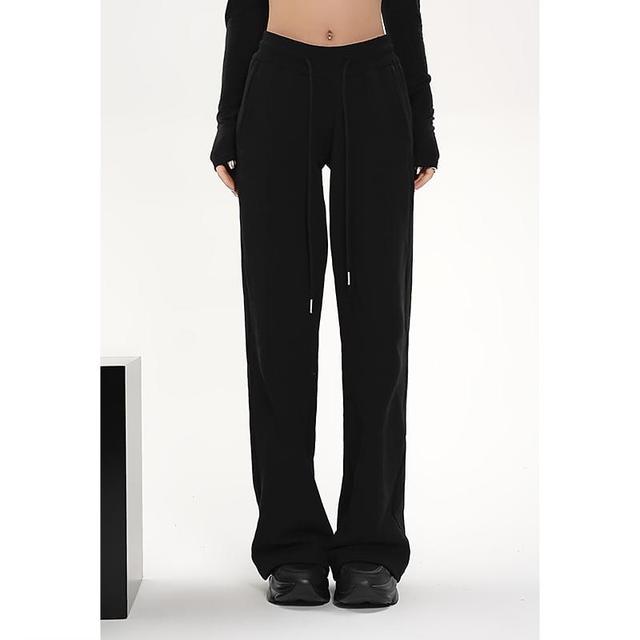 Drawstring Waist Plain Wide Leg Pants Product Image