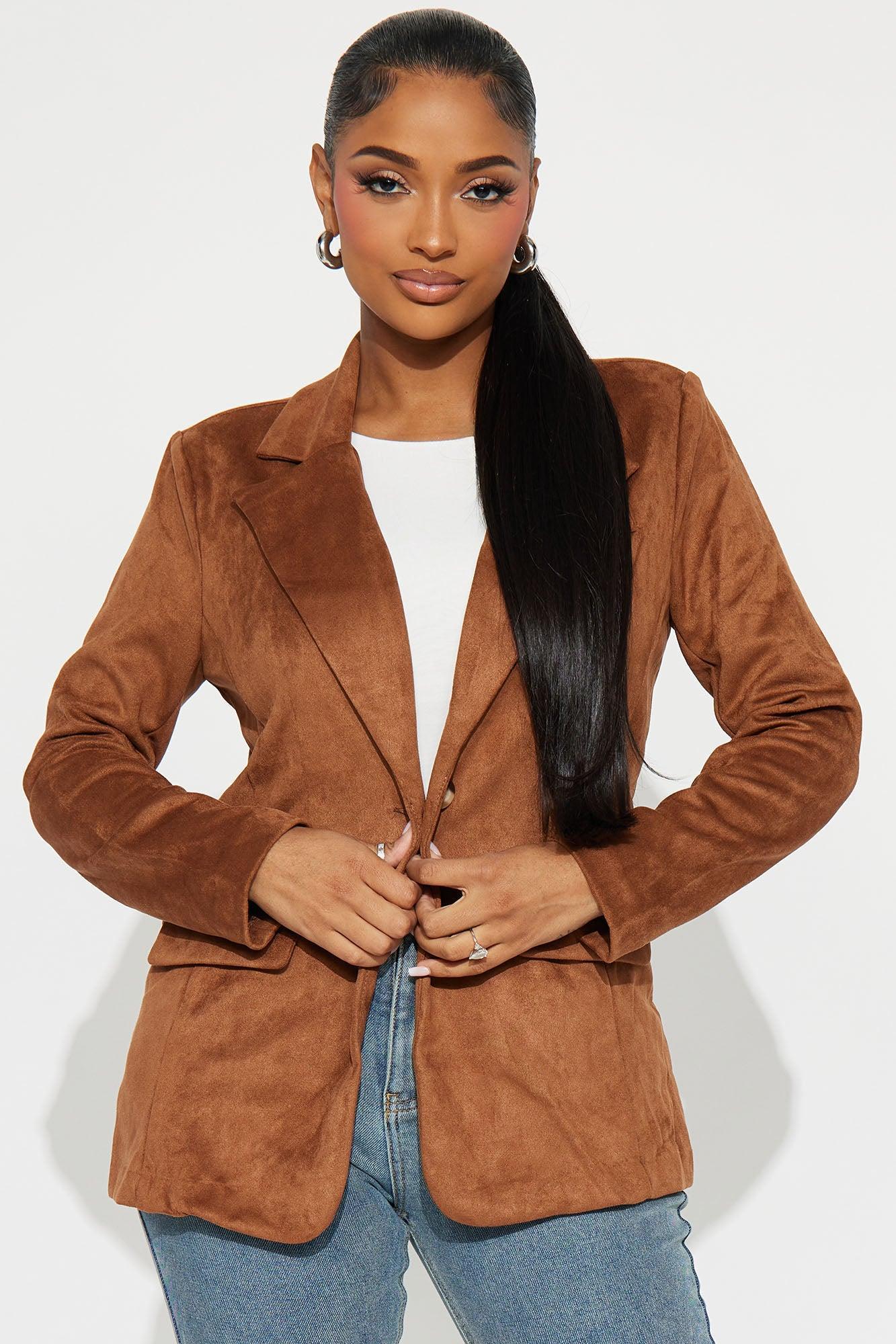 Western Outings Faux Suede Blazer - Camel Product Image