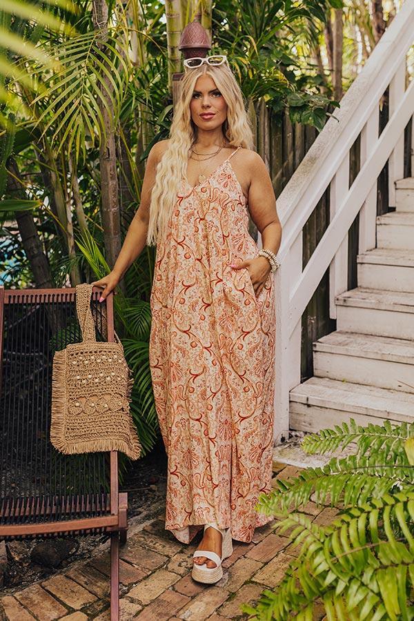 Tranquil Horizon Floral Maxi In Orange Curves Product Image