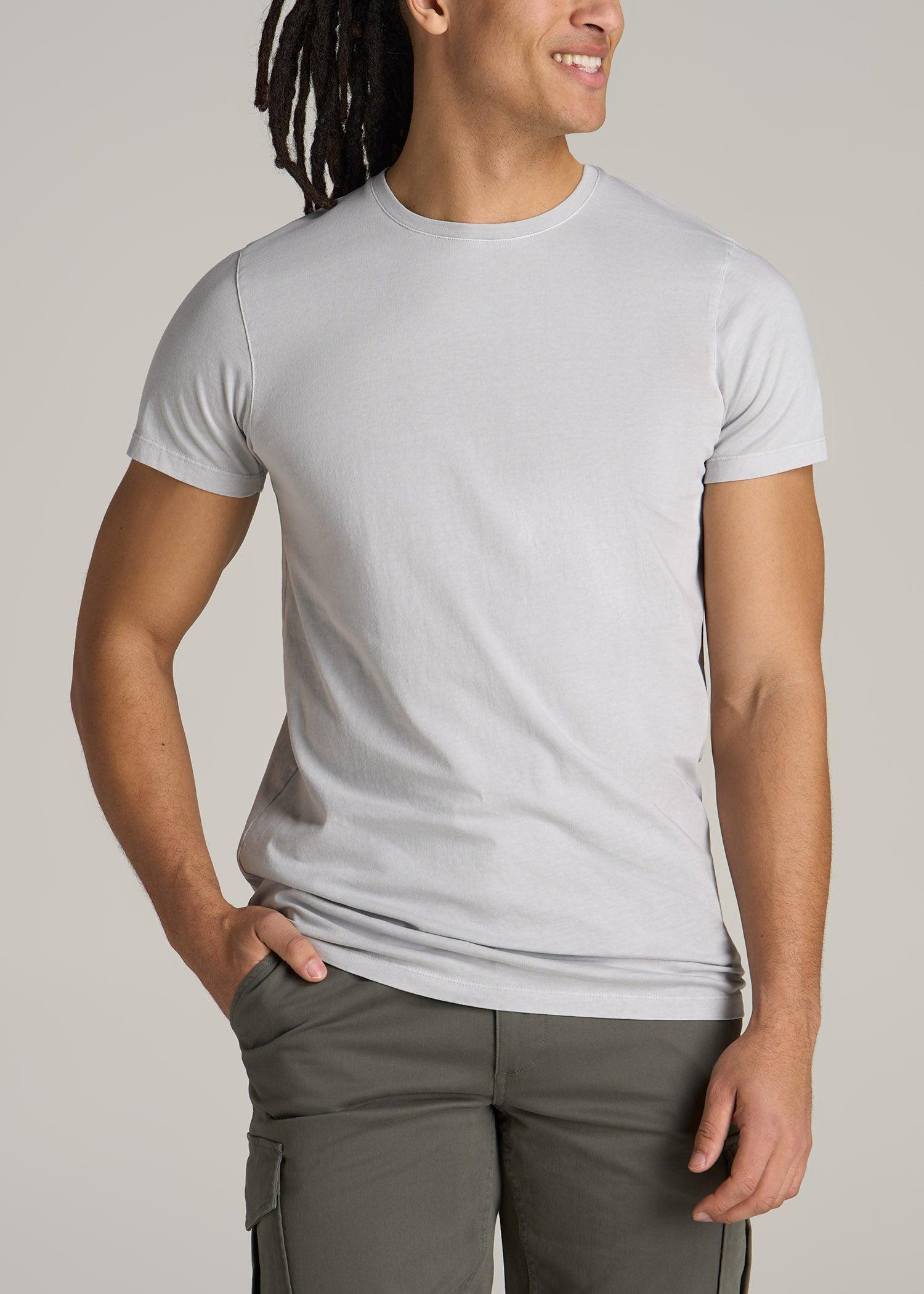 MODERN-FIT Garment Dyed Cotton Men's Tall T-Shirt in Vapor Grey Male Product Image