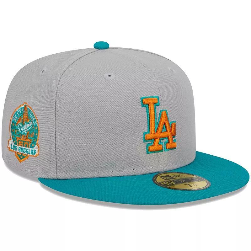 Mens New Era Gray/Teal Los Angeles Dodgers 59FIFTY Fitted Hat Product Image