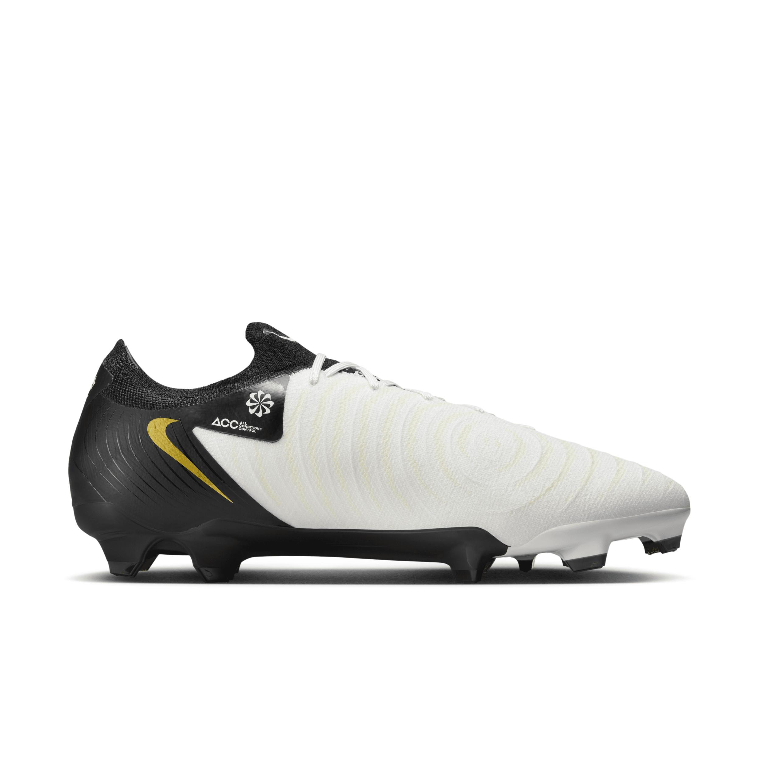 Nike Mens Nike Phantom GX II Pro FG - Mens Soccer Shoes White/Black/Metallic Gold Coin Product Image