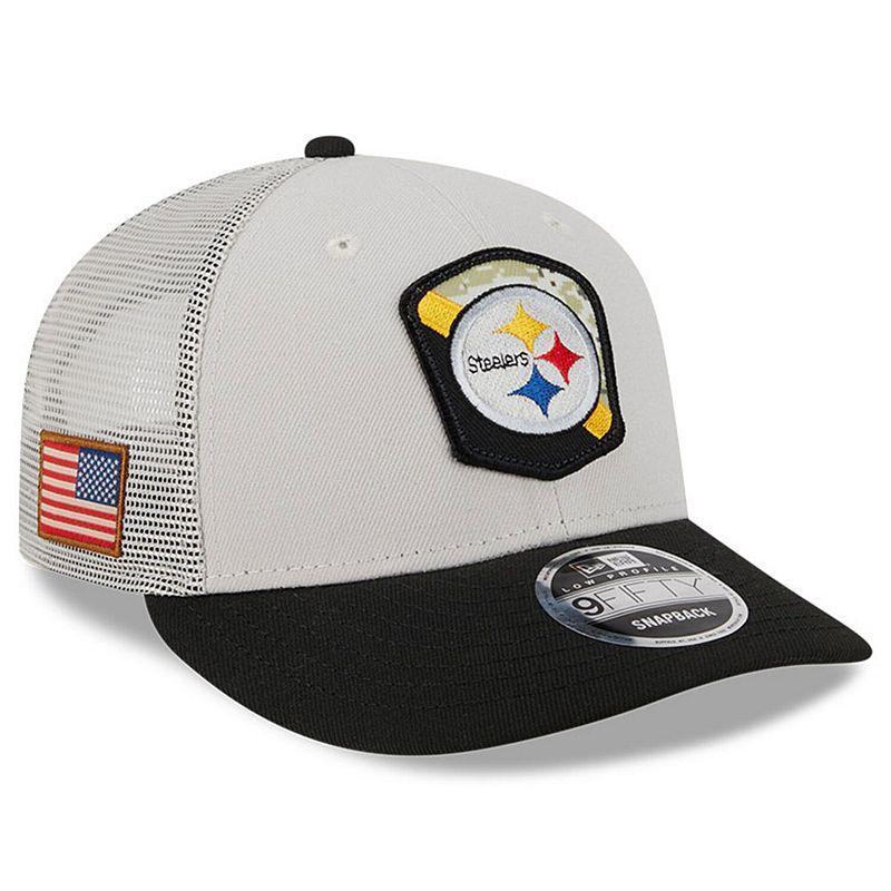 Mens New Era Stone/Black Pittsburgh Steelers 2023 Salute To Service Low Profile 9FIFTY Snapback Hat, Multicolor Product Image