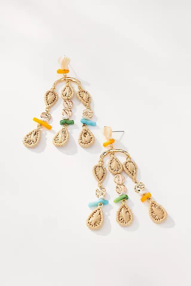 Mixed Raffia Chandelier Drop Earrings Product Image