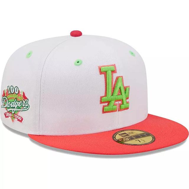 Mens New Era /Coral Los Angeles Dodgers 100th Anniversary Strawberry Lolli 59FIFTY Fitted Hat Product Image