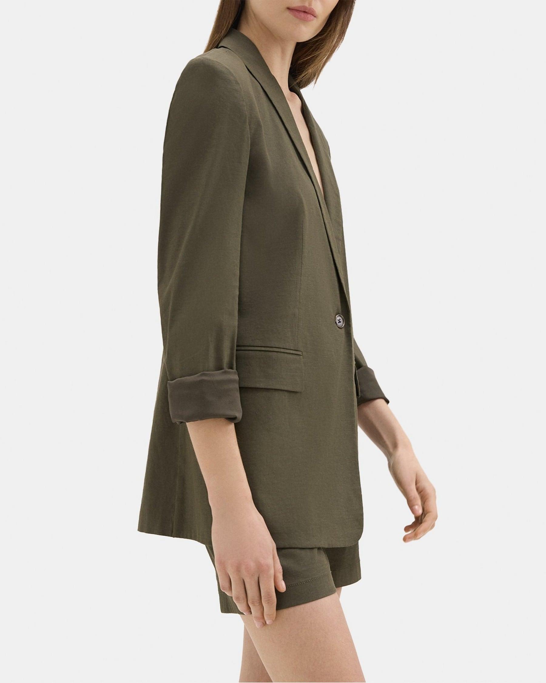 Rolled Sleeve Blazer in Stretch Linen Product Image