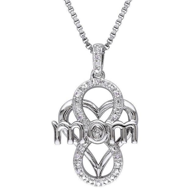 Stella Grace Sterling Silver Diamond Accent Heart MOM Pendant Necklace, Womens Product Image