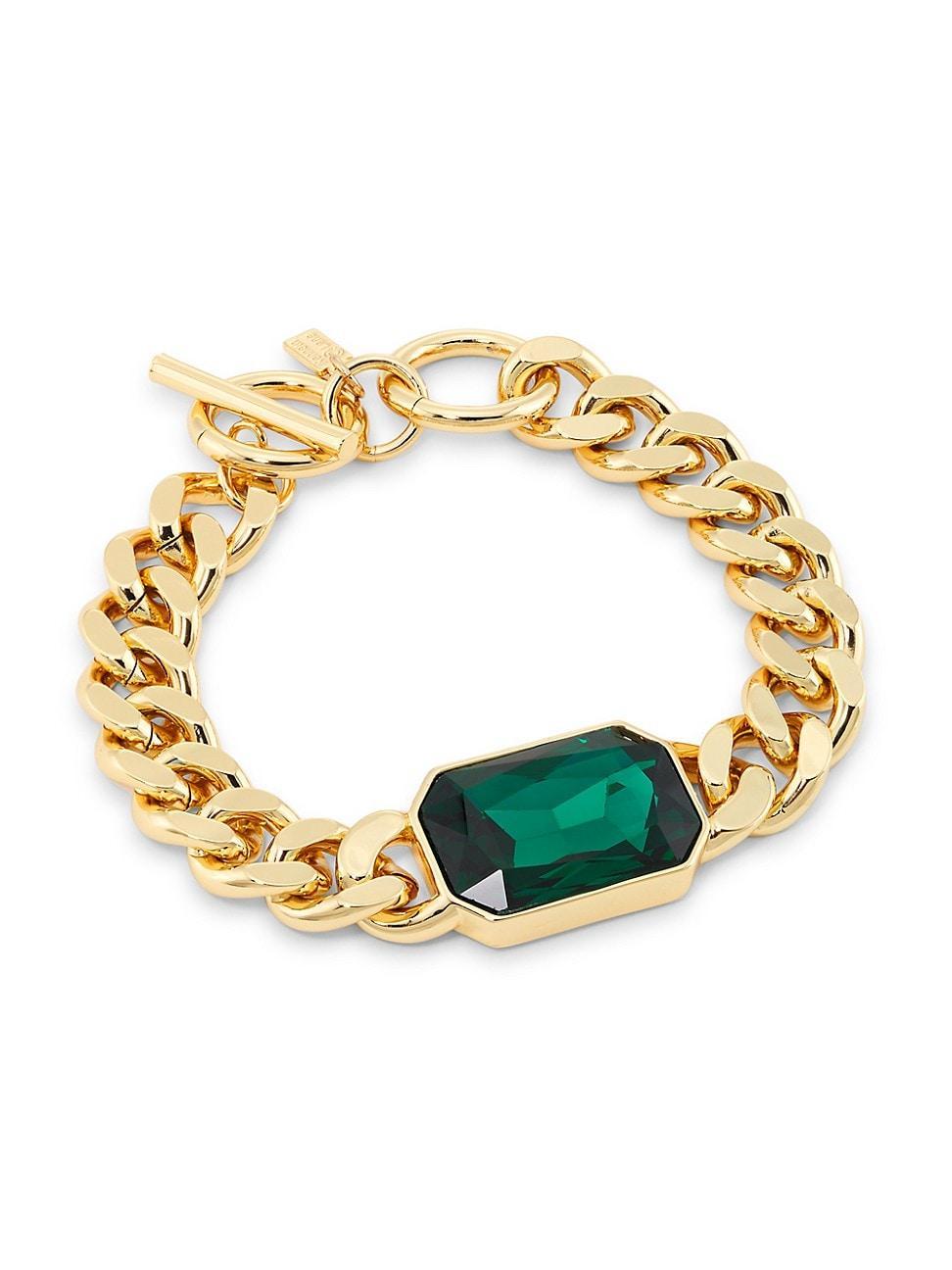 Womens 14K Gold-Plated & Faux Emerald Toggle Bracelet Product Image