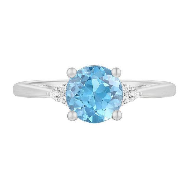 Sterling Silver Blue Topaz Solitaire Ring, Womens White Product Image