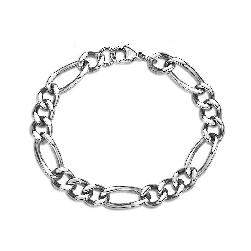 Mens LYNX Stainless Steel Figaro Chain Bracelet White Product Image