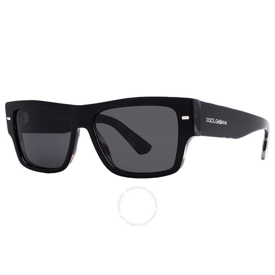 Dolce And Gabbana Dark Grey Rectangular Men's Sunglasses Dg4451 340387 55 In Black / Dark / Grey Product Image