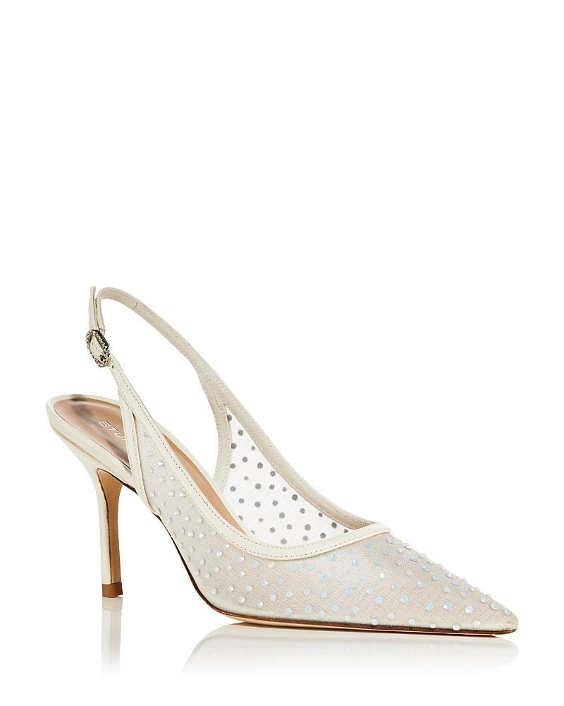 Stuart Weitzman Womens Emilia Mesh Embellished 85 Slingback Pumps Product Image