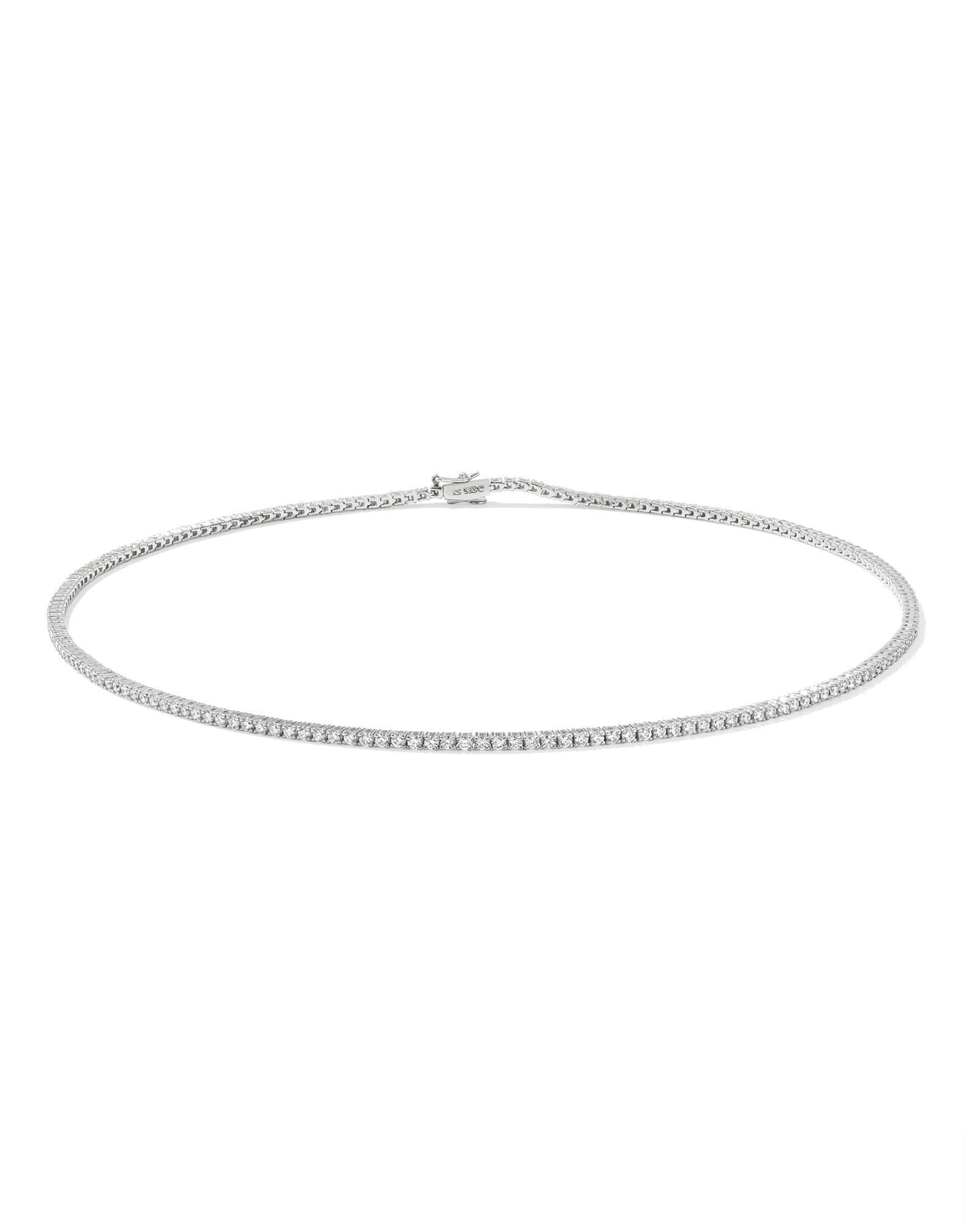 Lab Grown White Diamond Tennis Necklace in 14k White Gold Product Image